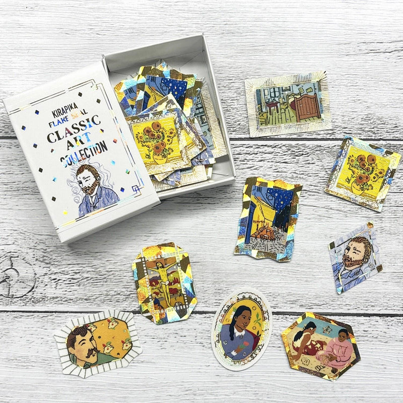 Flake stickers in a match box / classic art collection/ Van Gogh , Gauguin