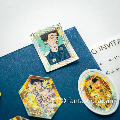 Flake stickers in a match box / classic art collection/ Klimt , Egon Schiele