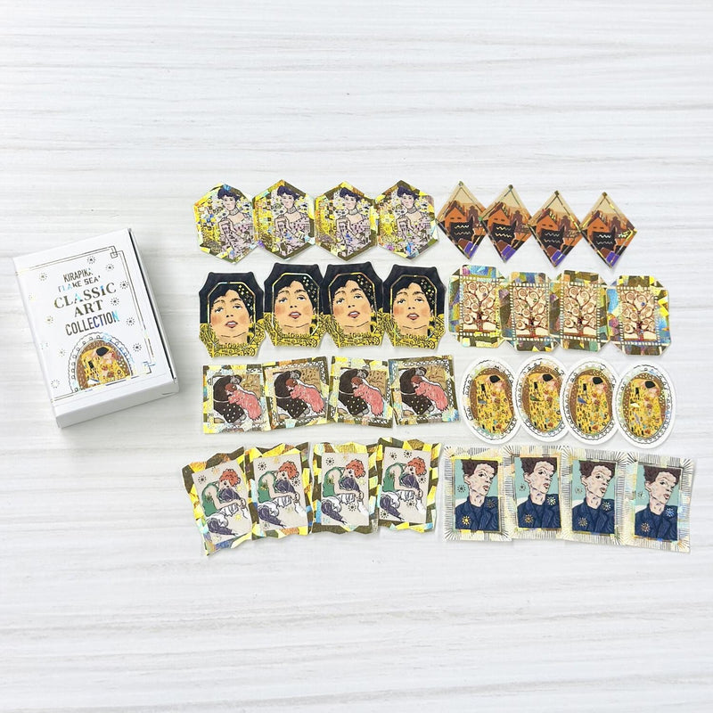 Flake stickers in a match box / classic art collection/ Klimt , Egon Schiele