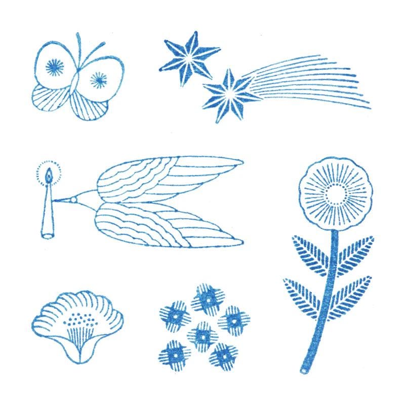 HITOTOKI / KORI Jirushi stamp set of 6 pieces - light - / CLSSA-004
