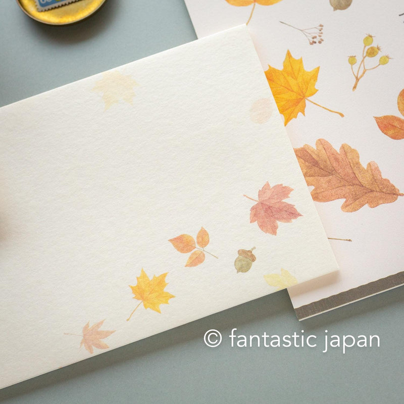 Japanese Washi Writing Letter Pad and Envelopes -Autumn leaves-