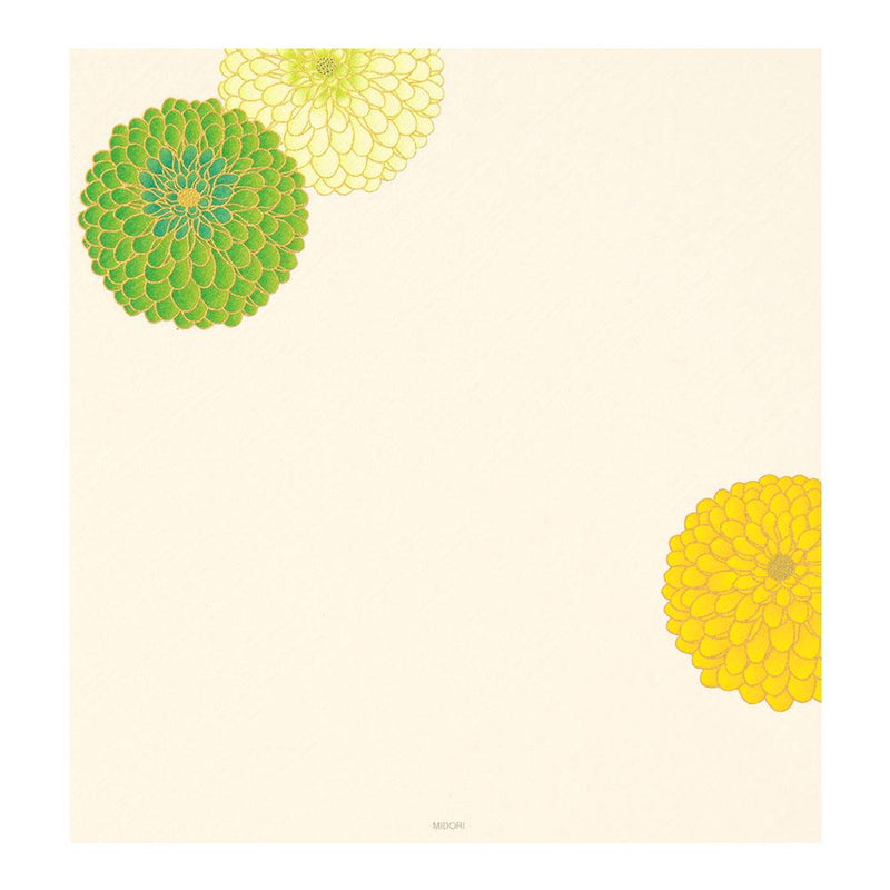Japanese Iyo washi letter pad and envelops -pompon chrysanthemum-
