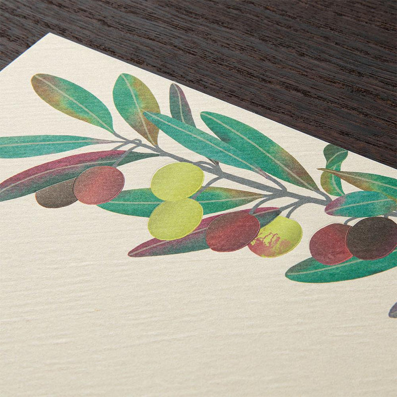 Japanese Iyo washi letter pad and envelops -olive-