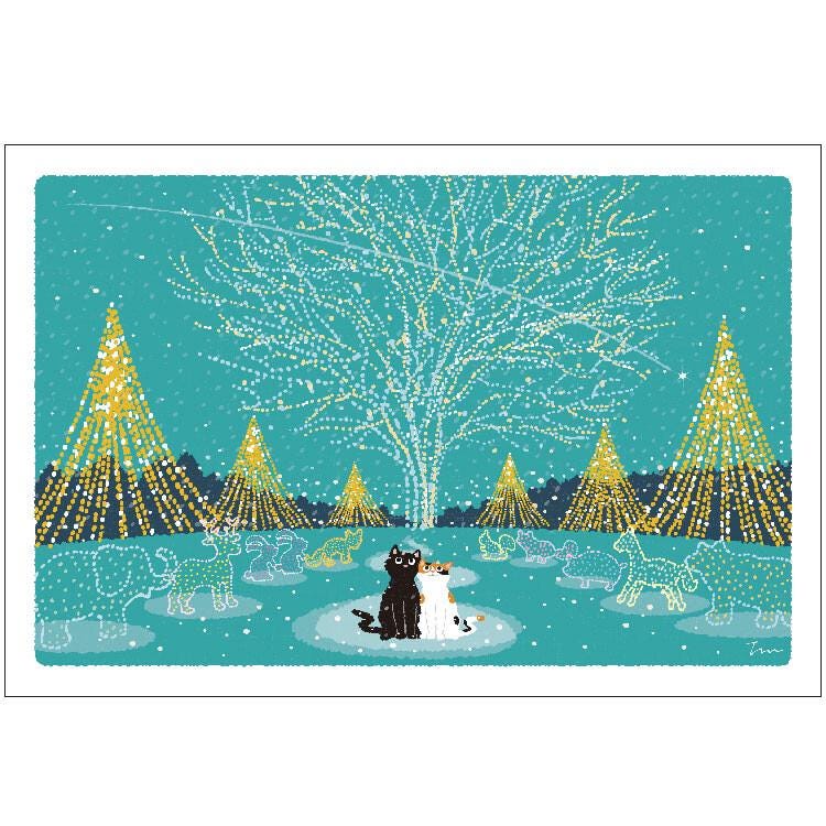 tabi-neko post card -Illuminated Forest-