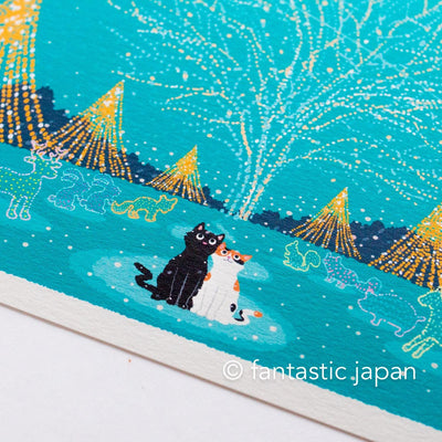 tabi-neko post card -Illuminated Forest-