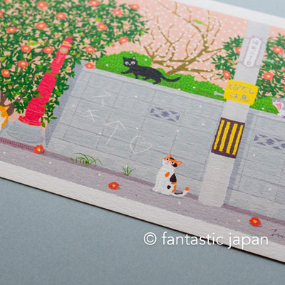 tabi-neko post card -An Afternoon Stroll in Cat Town-