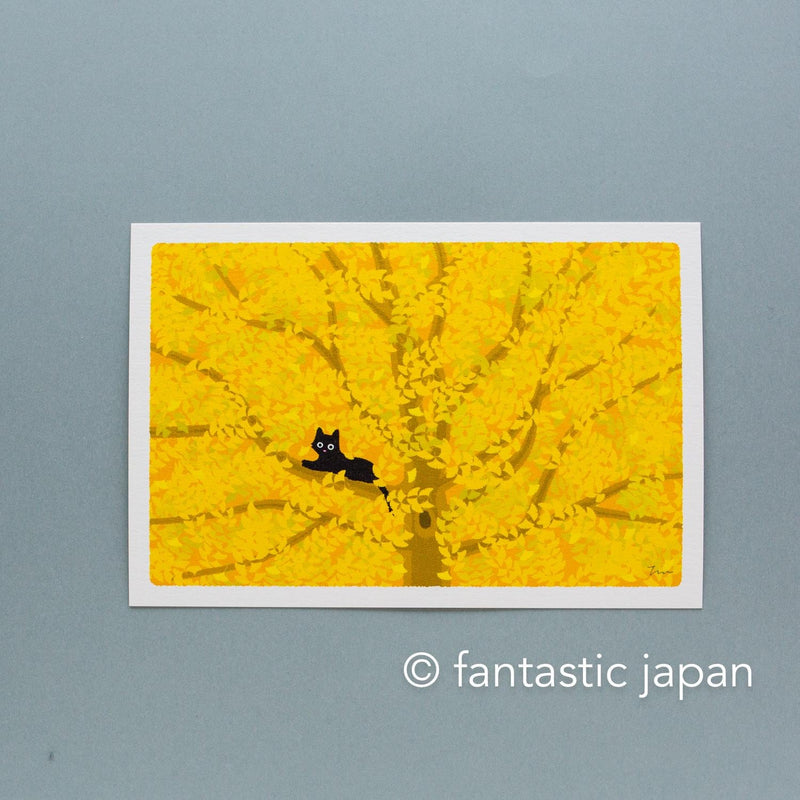 tabi-neko post card -Hide and Seek in the Autumn Leaves-