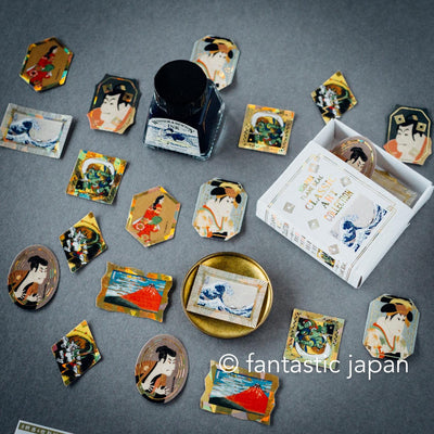Flake stickers in a match box / classic art collection/ hokusai, sharaku