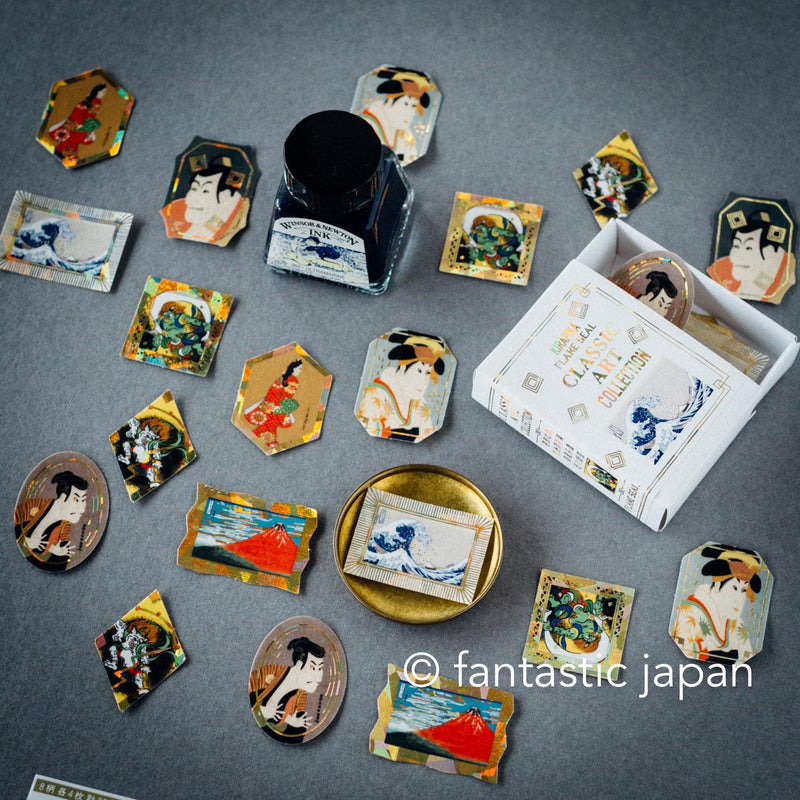 Flake stickers in a match box / classic art collection/ hokusai, sharaku