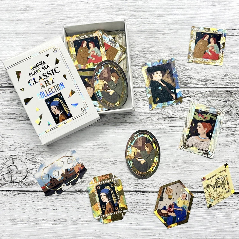 Flake stickers in a match box / classic art collection/ Rembrandt, Vermeer