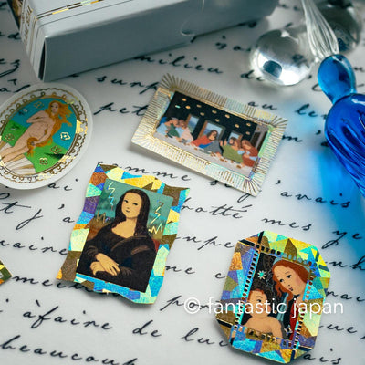 Flake stickers in a match box / classic art collection/ Leonardo da Vinci , Botticelli