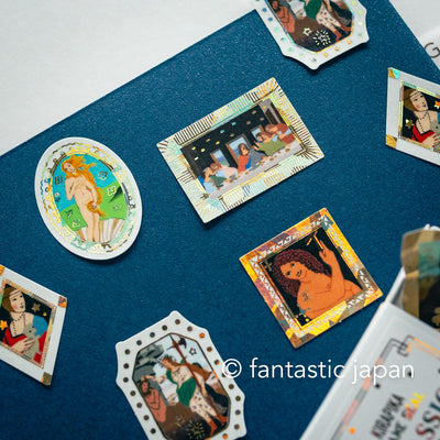 Flake stickers in a match box / classic art collection/ Leonardo da Vinci , Botticelli