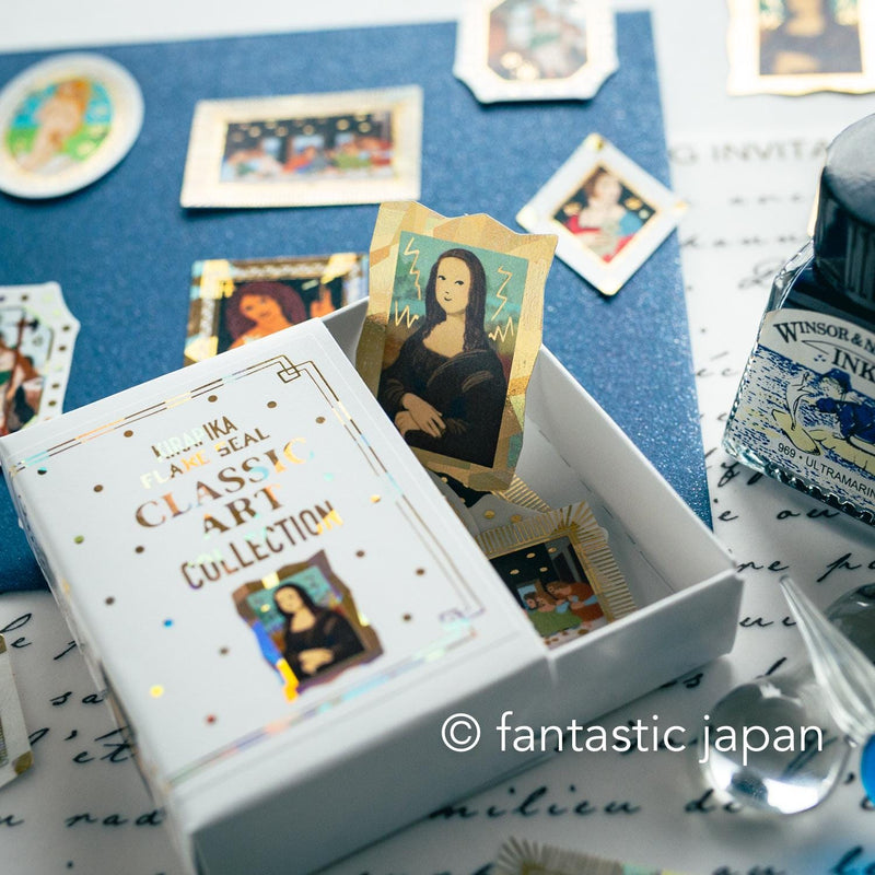 Flake stickers in a match box / classic art collection/ Leonardo da Vinci , Botticelli
