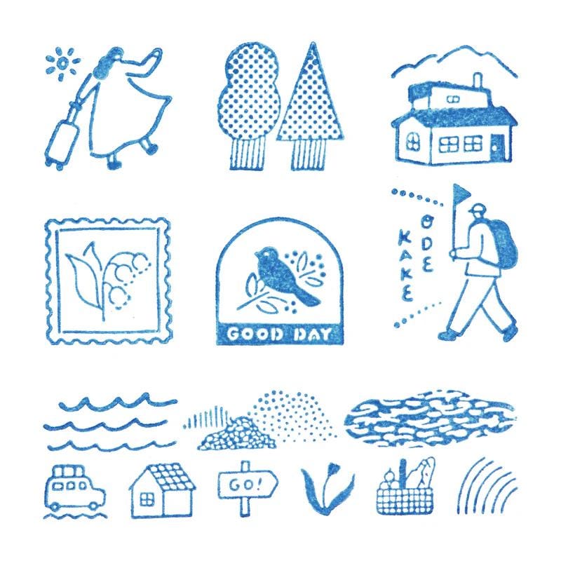 HITOTOKI / KORI Jirushi stamp set of 6 pieces - on-the-go - / CLSSB-001