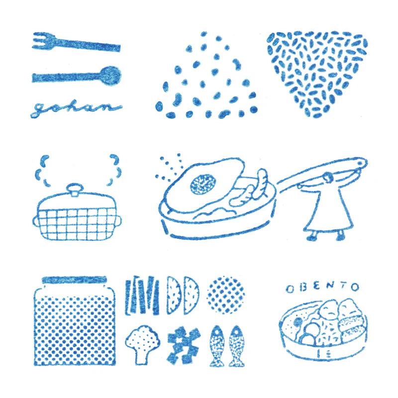 HITOTOKI / KORI Jirushi stamp set of 6 pieces - meal - / CLSSA-001