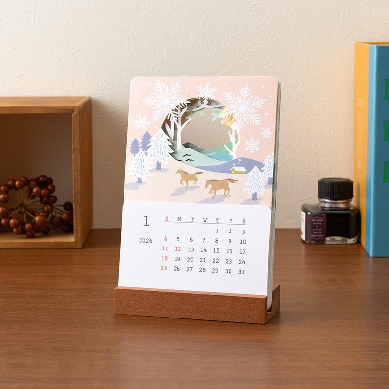 MIDORI | Layered seasonal desk calendar -landscape-