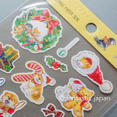 Murata Natsuka washi sticker -Shibaken and Christmas-