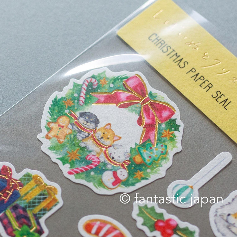 Murata Natsuka washi sticker -Shibaken and Christmas-