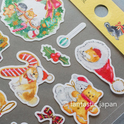 Murata Natsuka washi sticker -Shibaken and Christmas-