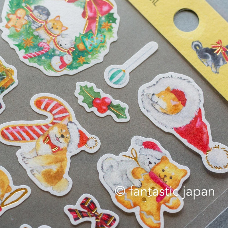 Murata Natsuka washi sticker -Shibaken and Christmas-