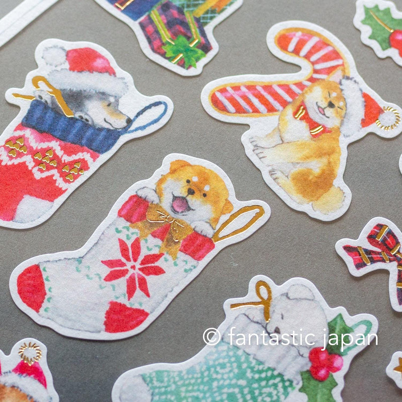 Murata Natsuka washi sticker -Shibaken and Christmas-