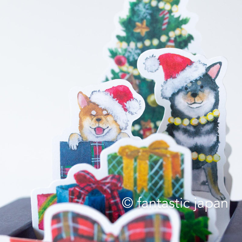 Box Christmas Card -Shibaken with Christmas card-