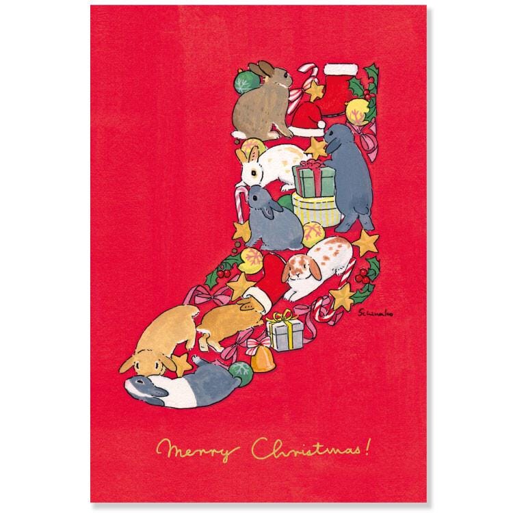 Schinako Moriyama post card -Christmas socks-