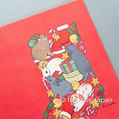 Schinako Moriyama post card -Christmas socks-