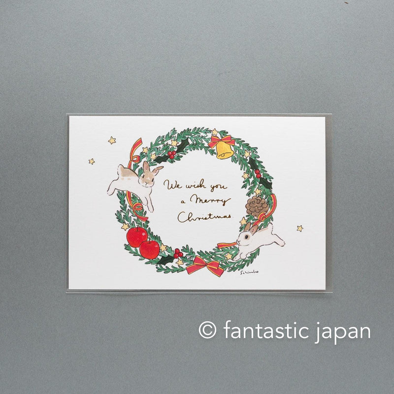 Schinako Moriyama post card -Christmas wreath-