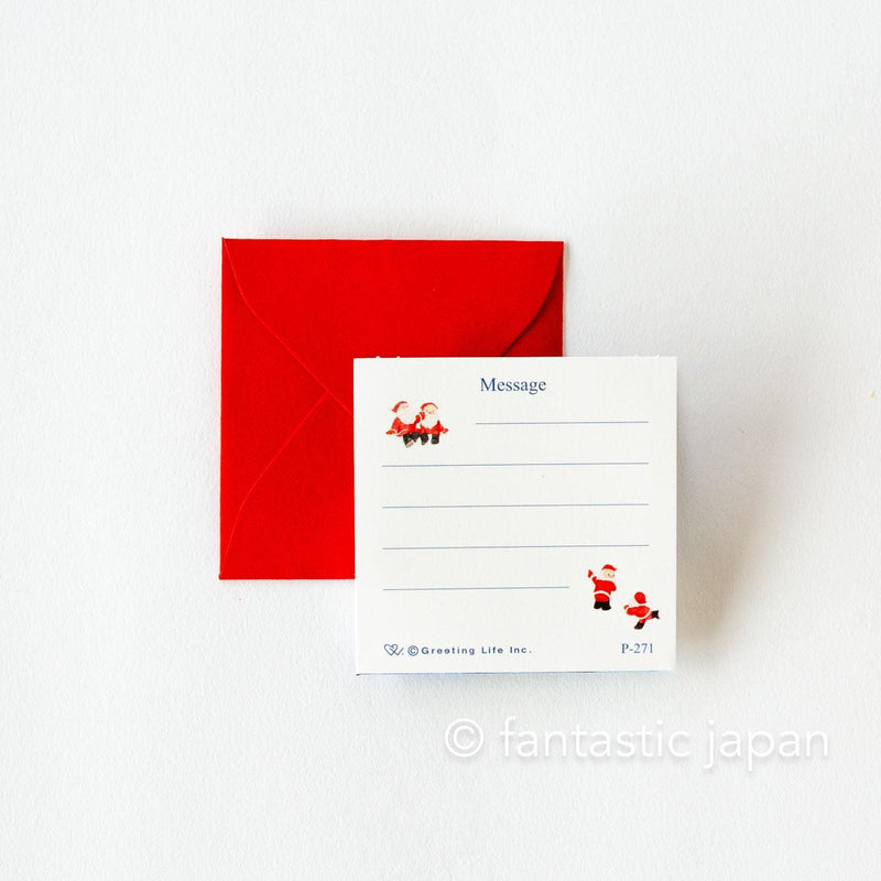 Christmas tiny pop up card -mini mini Santa Clauses fireworks-