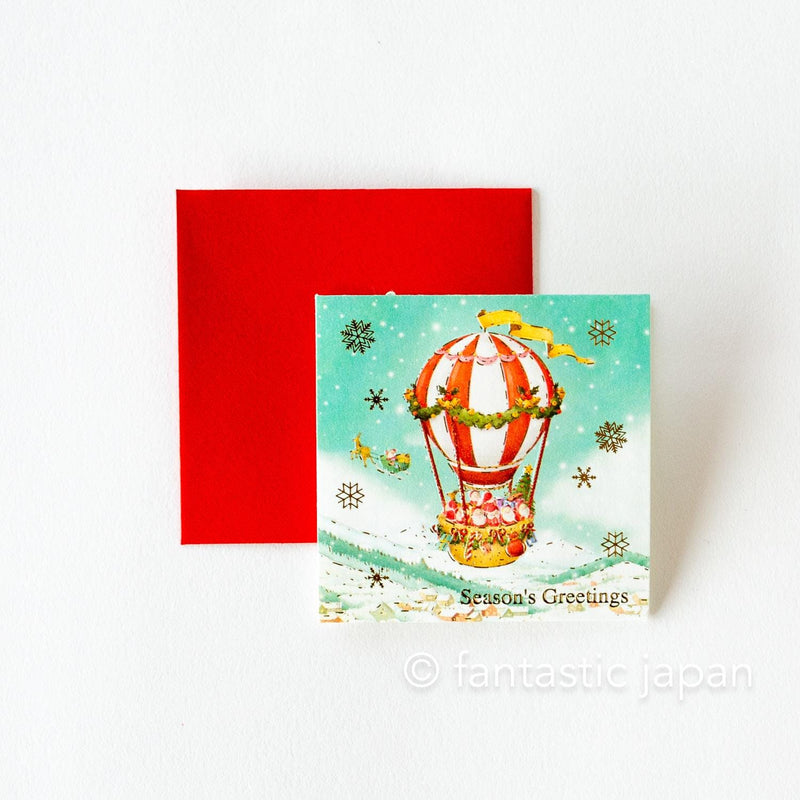 Christmas tiny pop up card -mini mini Santa Clauses airballoon-