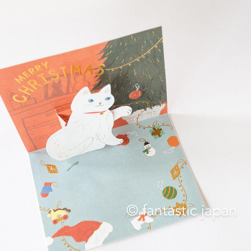 Christmas pop card / Mischievous Cat -Christmas tree-