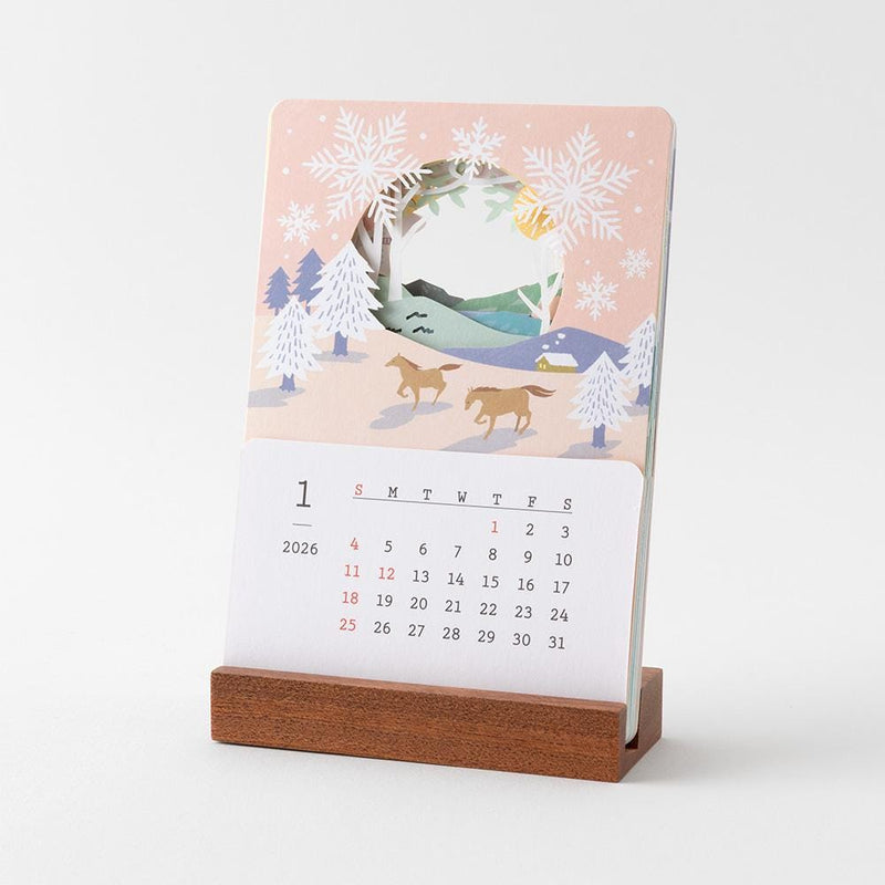 MIDORI | Layered seasonal desk calendar -landscape-