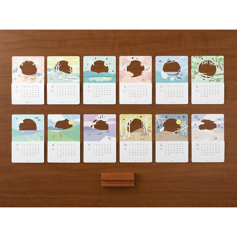 MIDORI | Layered seasonal desk calendar -landscape-