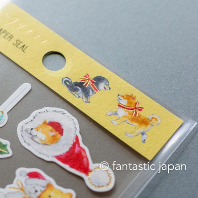 Murata Natsuka washi sticker -Shibaken and Christmas-