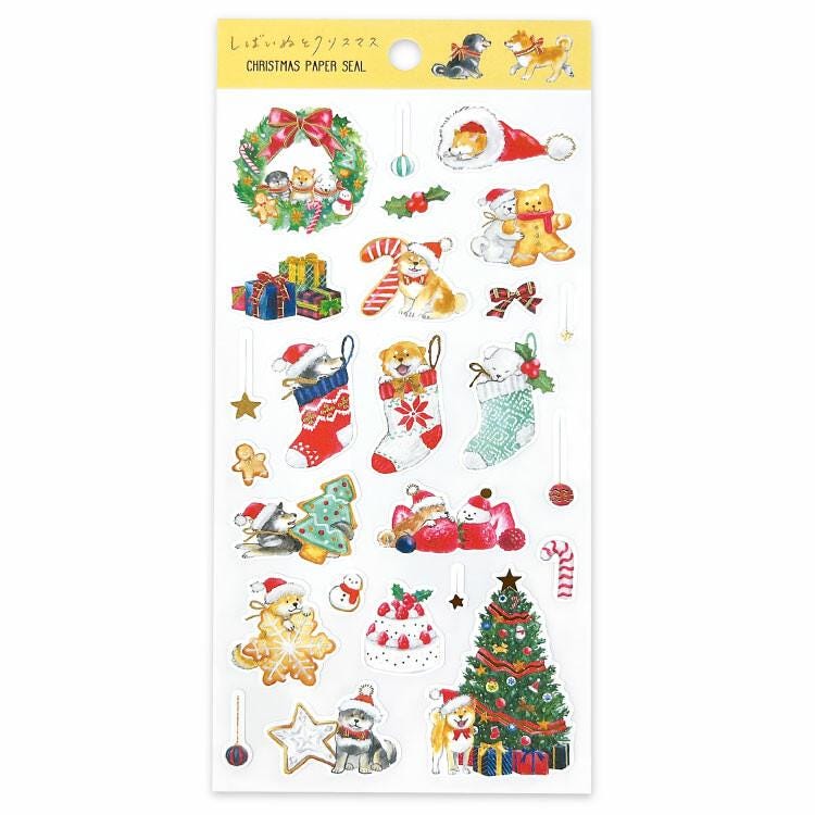 Murata Natsuka washi sticker -Shibaken and Christmas-