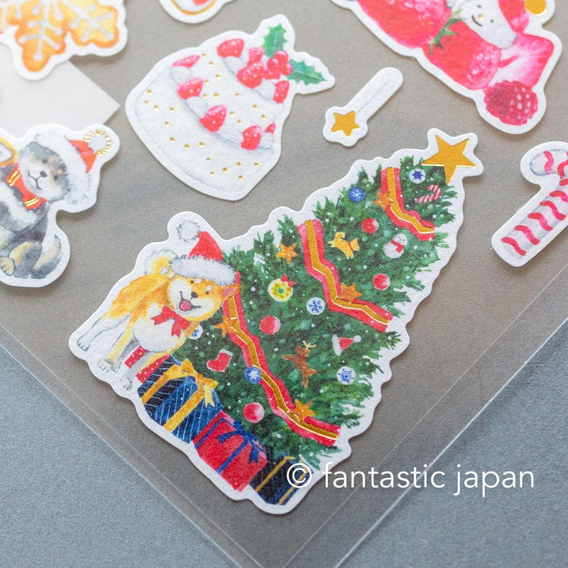 Murata Natsuka washi sticker -Shibaken and Christmas-