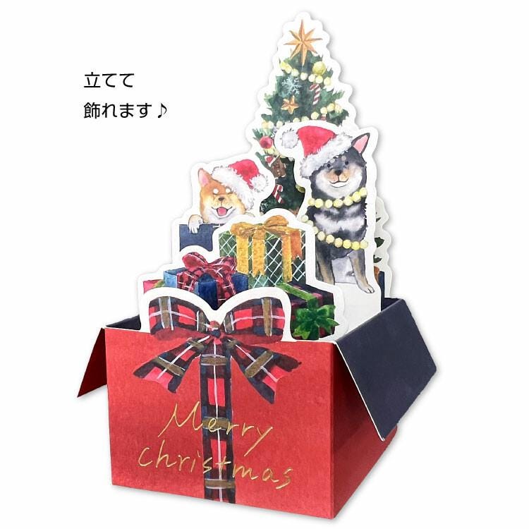 Box Christmas Card -Shibaken with Christmas card-