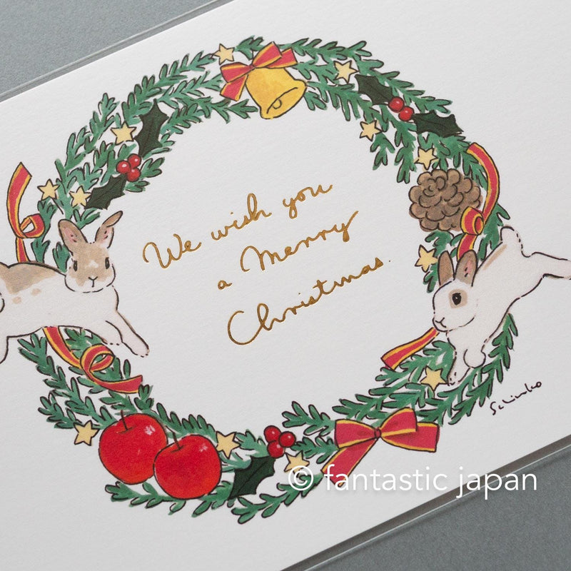 Schinako Moriyama post card -Christmas wreath-