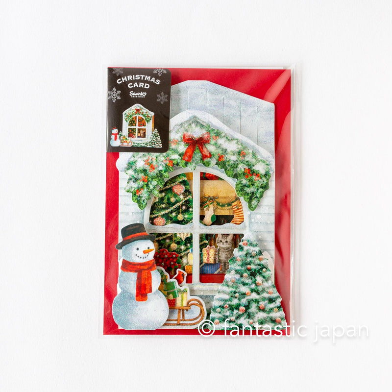 Christmas card Pop-up card -Snowman at the Window-
