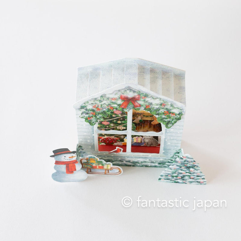 Christmas card Pop-up card -Snowman at the Window-