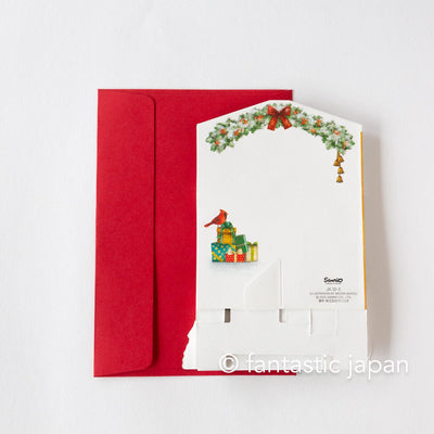 Christmas card Pop-up card -Snowman at the Window-