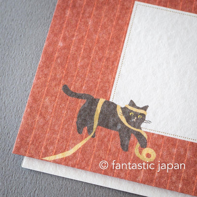 Japanese washi letter set -Cat and Christmas gift-