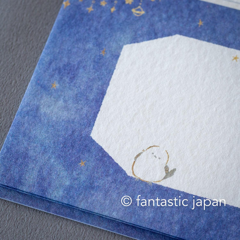 Japanese washi letter set -Long tailed tit and Stars-