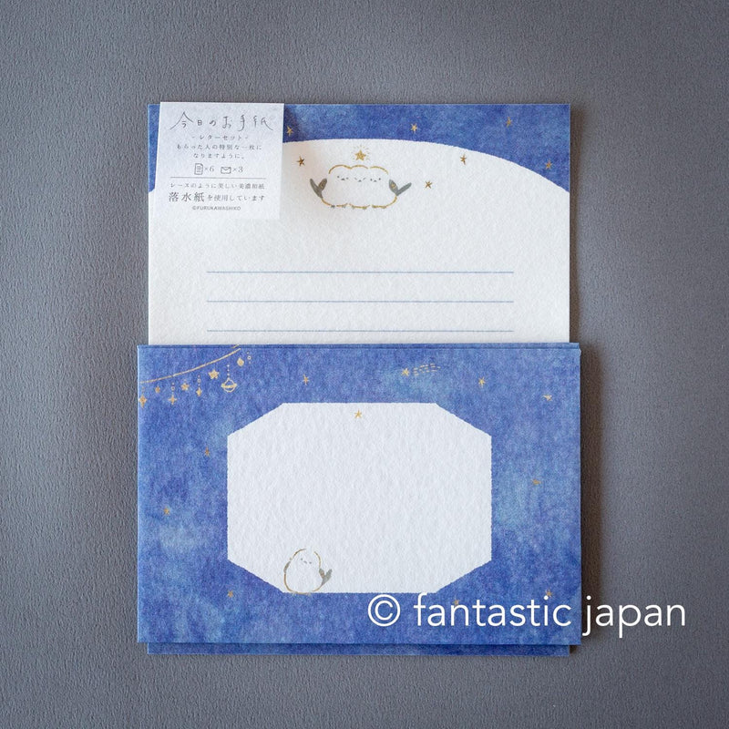 Japanese washi letter set -Long tailed tit and Stars-