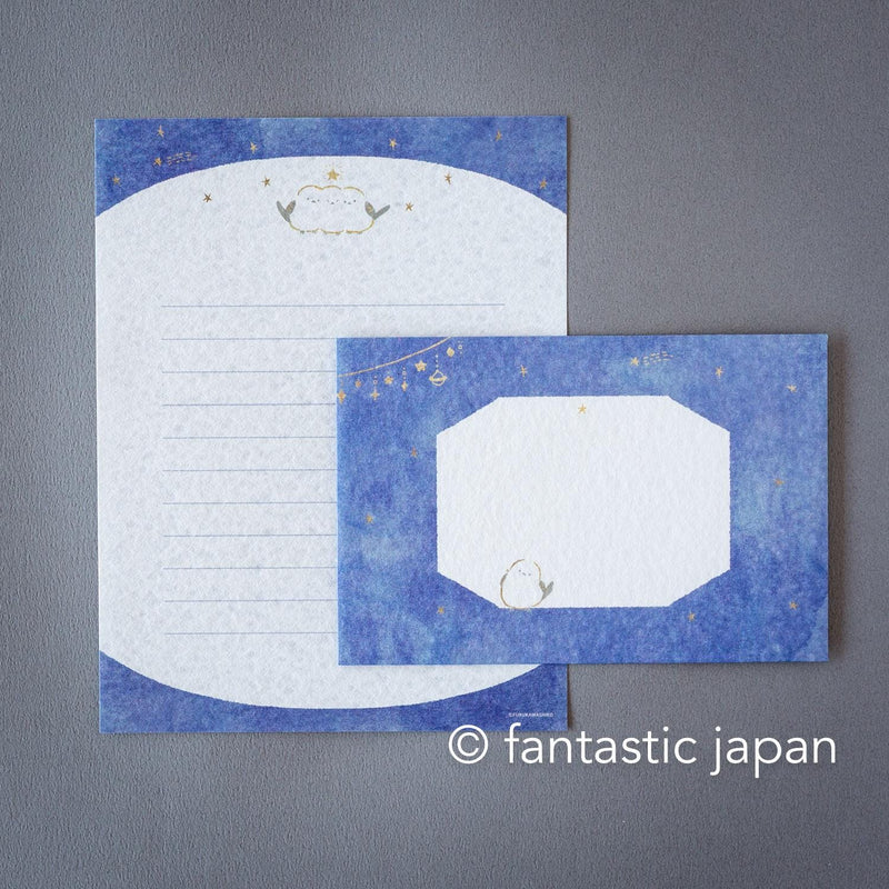 Japanese washi letter set -Long tailed tit and Stars-