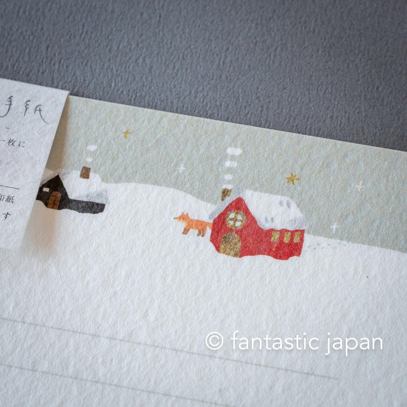Japanese washi letter set -House in the snow-