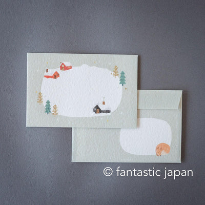 Japanese washi letter set -House in the snow-