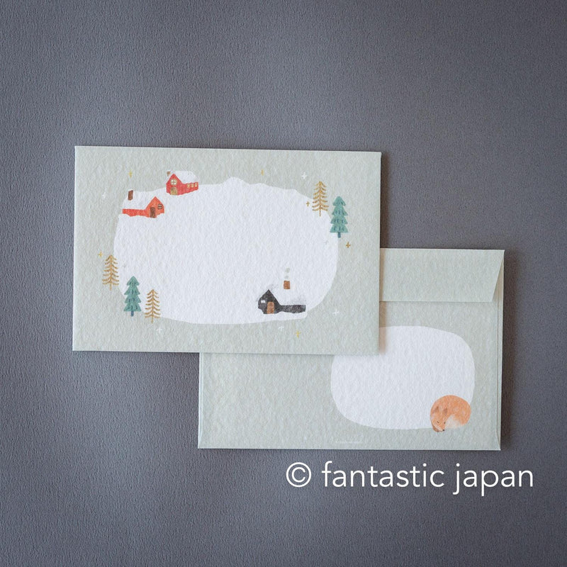 Japanese washi letter set -House in the snow-