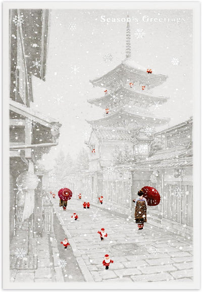 Christmas card / A tiny Santa traveling through Japan -Kyoto-